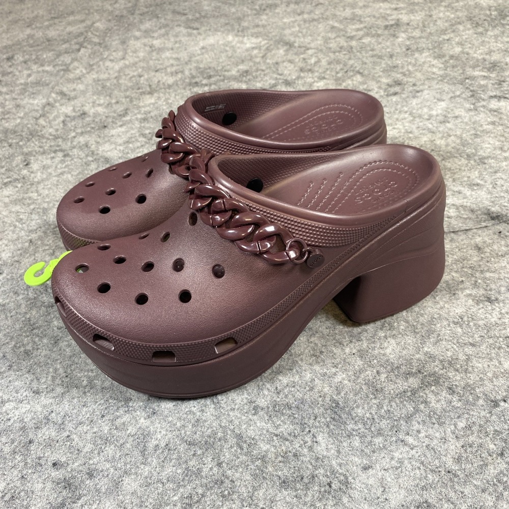 CROCS Siren Dark Cherry Chain Clog‎ Heel W 12 M 10 Comfort Platform Waterproof